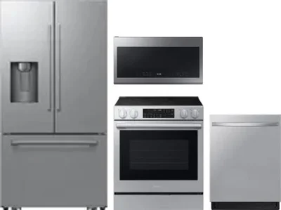 4 Piece Package Includes Refrigerator, Range, Microwave And Dishwasher