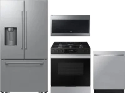 4 Piece Package Includes Refrigerator, Range, Microwave And Dishwasher