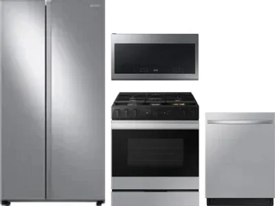 4 Piece Package Includes Refrigerator, Range, Microwave And Dishwasher