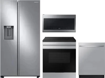 4 Piece Package Includes Refrigerator, Range, Microwave And Dishwasher