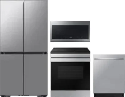 4 Piece Package Includes Refrigerator, Range, Microwave And Dishwasher