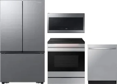 4 Piece Package Includes Refrigerator, Range, Microwave And Dishwasher