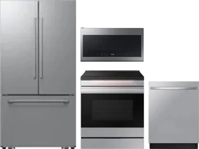 4 Piece Package Includes Refrigerator, Range, Microwave And Dishwasher