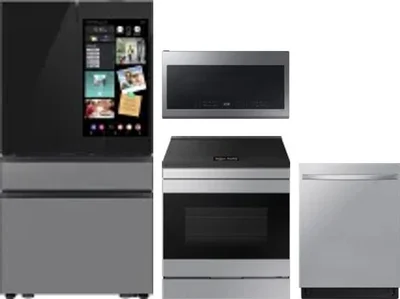 4 Piece Package Includes Refrigerator, Range, Microwave And Dishwasher