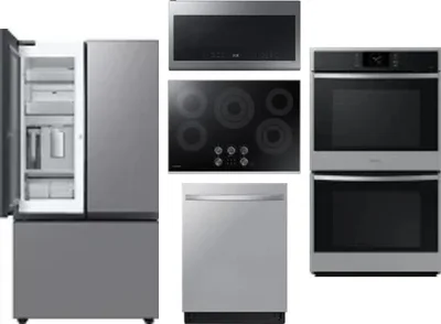 5 Piece Package Includes Refrigerator, Cooktop, Wall Oven, Microwave And Dishwasher
