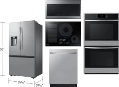 5 Piece Package Includes Refrigerator, Cooktop, Wall Oven, Microwave And Dishwasher
