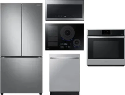 5 Piece Package Includes Refrigerator, Cooktop, Wall Oven, Microwave And Dishwasher