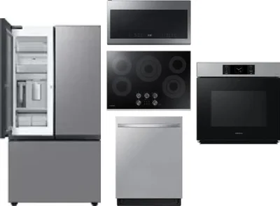 5 Piece Package Includes Refrigerator, Cooktop, Wall Oven, Microwave And Dishwasher