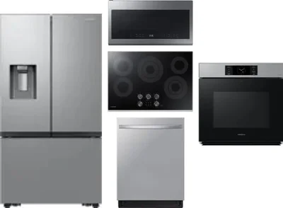 5 Piece Package Includes Refrigerator, Cooktop, Wall Oven, Microwave And Dishwasher