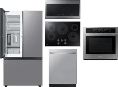 5 Piece Package Includes Refrigerator, Cooktop, Wall Oven, Microwave And Dishwasher