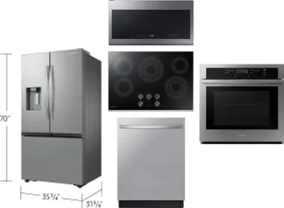 5 Piece Package Includes Refrigerator, Cooktop, Wall Oven, Microwave And Dishwasher