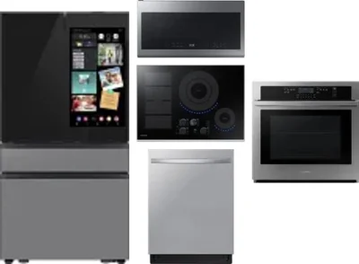 5 Piece Package Includes Refrigerator, Cooktop, Wall Oven, Microwave And Dishwasher