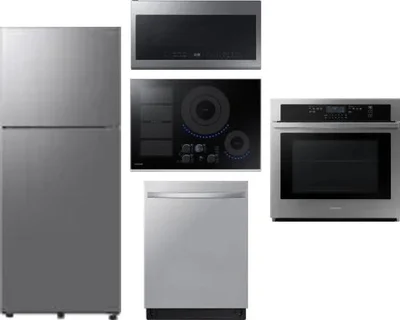 5 Piece Package Includes Refrigerator, Cooktop, Wall Oven, Microwave And Dishwasher