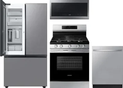 4 Piece Package Includes Refrigerator, Range, Microwave And Dishwasher