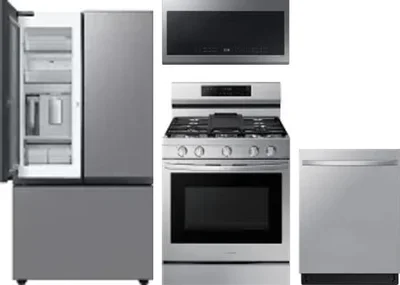 4 Piece Package Includes Refrigerator, Range, Microwave And Dishwasher