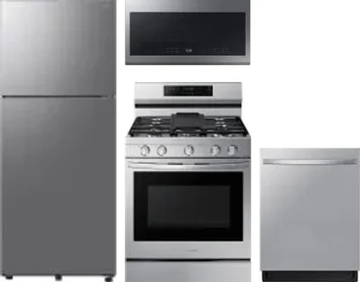 4 Piece Package Includes Refrigerator, Range, Microwave And Dishwasher