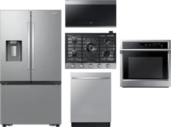 5 Piece Package Includes Refrigerator, Cooktop, Wall Oven, Microwave And Dishwasher