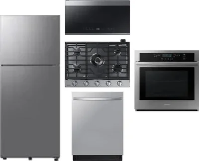 5 Piece Package Includes Refrigerator, Cooktop, Wall Oven, Microwave And Dishwasher