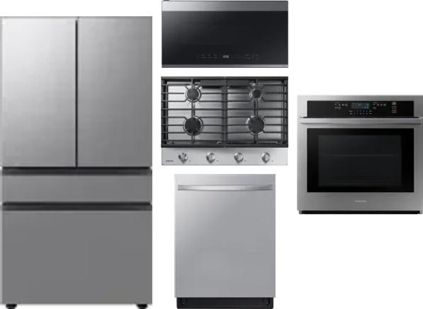 5 Piece Package Includes Refrigerator, Cooktop, Wall Oven, Microwave And Dishwasher