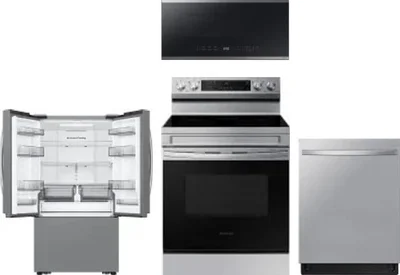 4 Piece Package Includes Refrigerator, Range, Microwave And Dishwasher