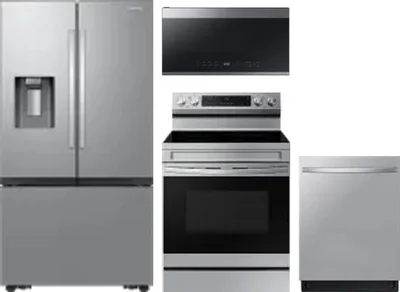 4 Piece Package Includes Refrigerator, Range, Microwave And Dishwasher