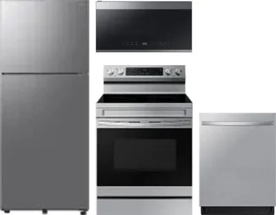 4 Piece Package Includes Refrigerator, Range, Microwave And Dishwasher