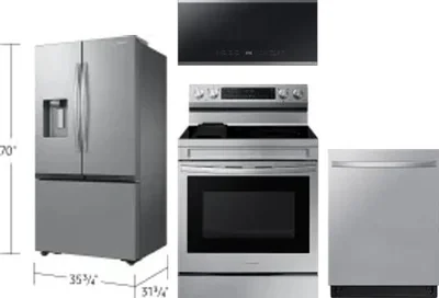 4 Piece Package Includes Refrigerator, Range, Microwave And Dishwasher