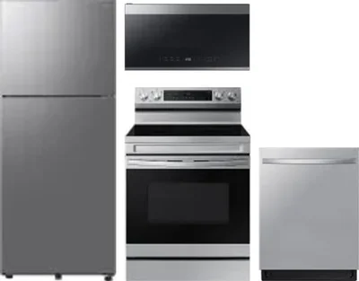 4 Piece Package Includes Refrigerator, Range, Microwave And Dishwasher
