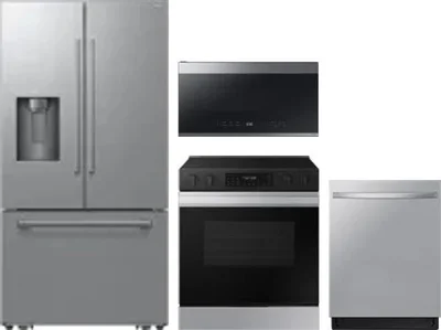 4 Piece Package Includes Refrigerator, Range, Microwave And Dishwasher