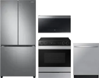 4 Piece Package Includes Refrigerator, Range, Microwave And Dishwasher