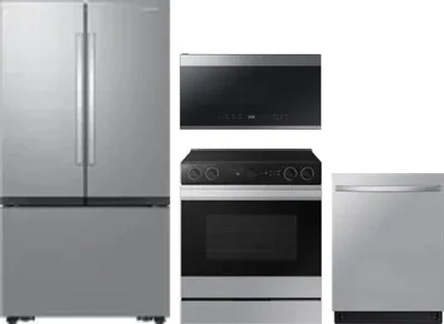 4 Piece Package Includes Refrigerator, Range, Microwave And Dishwasher