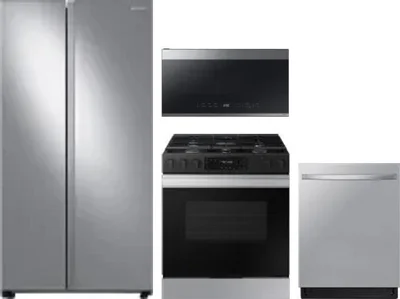4 Piece Package Includes Refrigerator, Range, Microwave And Dishwasher