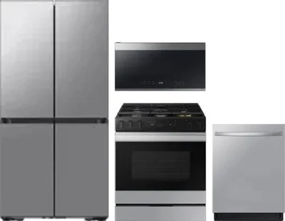 4 Piece Package Includes Refrigerator, Range, Microwave And Dishwasher