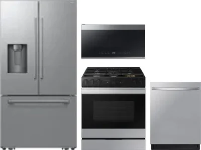 4 Piece Package Includes Refrigerator, Range, Microwave And Dishwasher