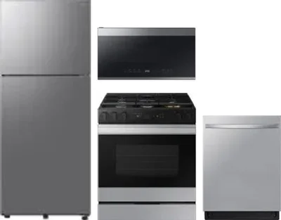 4 Piece Package Includes Refrigerator, Range, Microwave And Dishwasher