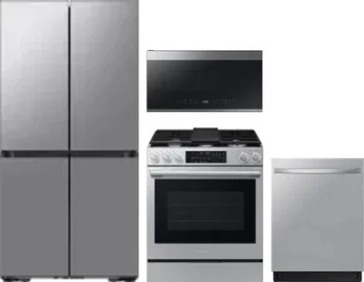 4 Piece Package Includes Refrigerator, Range, Microwave And Dishwasher