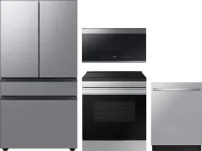 4 Piece Package Includes Refrigerator, Range, Microwave And Dishwasher