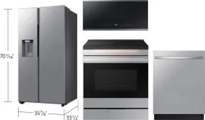 4 Piece Package Includes Refrigerator, Range, Microwave And Dishwasher