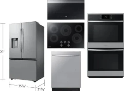 5 Piece Package Includes Refrigerator, Cooktop, Wall Oven, Microwave And Dishwasher
