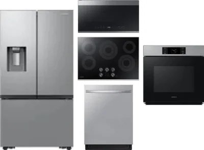 5 Piece Package Includes Refrigerator, Cooktop, Wall Oven, Microwave And Dishwasher