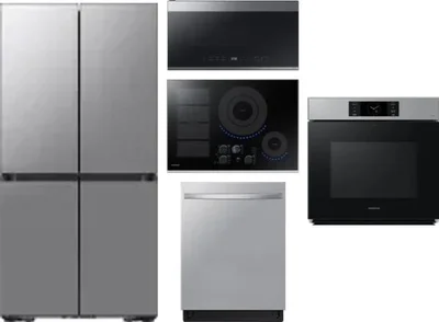 5 Piece Package Includes Refrigerator, Cooktop, Wall Oven, Microwave And Dishwasher