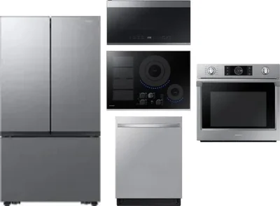 5 Piece Package Includes Refrigerator, Cooktop, Wall Oven, Microwave And Dishwasher