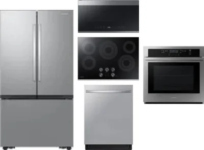 5 Piece Package Includes Refrigerator, Cooktop, Wall Oven, Microwave And Dishwasher