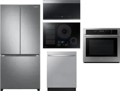 5 Piece Package Includes Refrigerator, Cooktop, Wall Oven, Microwave And Dishwasher