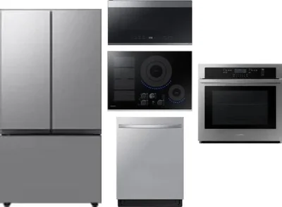 5 Piece Package Includes Refrigerator, Cooktop, Wall Oven, Microwave And Dishwasher