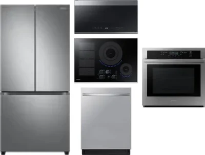 5 Piece Package Includes Refrigerator, Cooktop, Wall Oven, Microwave And Dishwasher