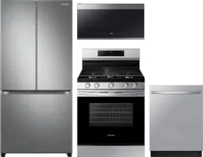 4 Piece Package Includes Refrigerator, Range, Microwave And Dishwasher