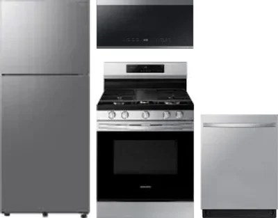 4 Piece Package Includes Refrigerator, Range, Microwave And Dishwasher