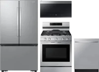 4 Piece Package Includes Refrigerator, Range, Microwave And Dishwasher