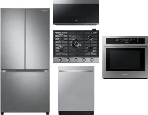 5 Piece Package Includes Refrigerator, Cooktop, Wall Oven, Microwave And Dishwasher
